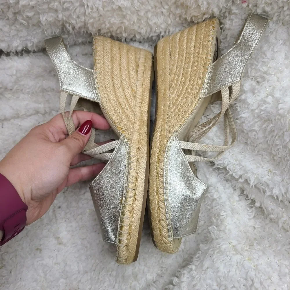 Abeo Bio System Delano Espadrille Wedge‎ Metalic Sandals Size 9